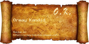 Ormay Kandid névjegykártya